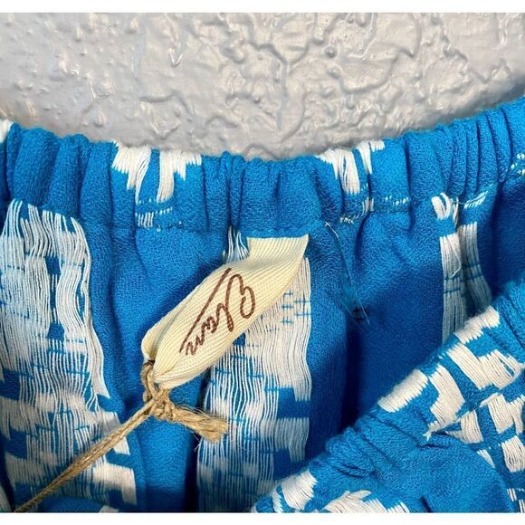 Elan Blue Ruffle Top Short Sleeve Peasant Style Blouse Size Medium NWT - Picture 7 of 8